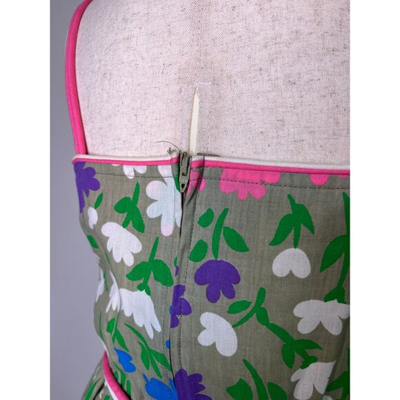 1960s Rainbow Pink Purple Blue Floral Groovy Maximalist Mod Tea Party Dress M - Picture 5 of 10
